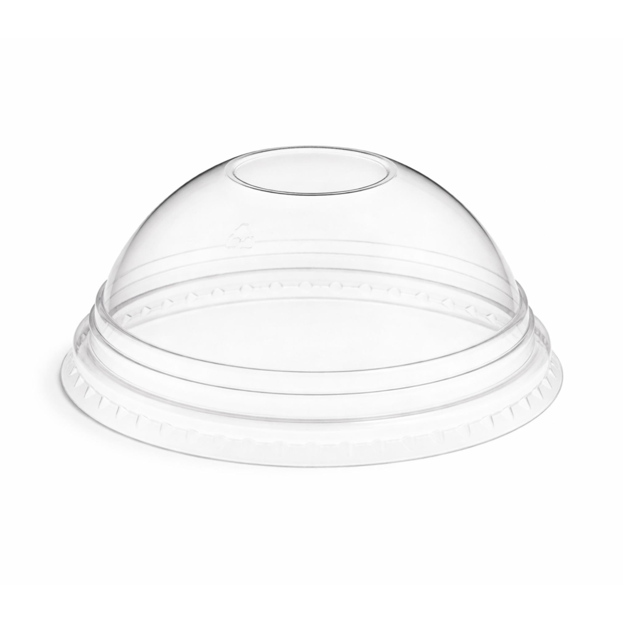 Smoothie Cup Domed Lids 12/16oz 1000 Pack—clear PET plastic lids with wide rims and central openings, ideal for takeaway drinks, smoothies, or as domed lids for compatible cups and containers.