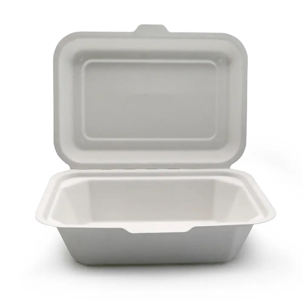 7x5" Bagasse Clamshell Takeaway Containers