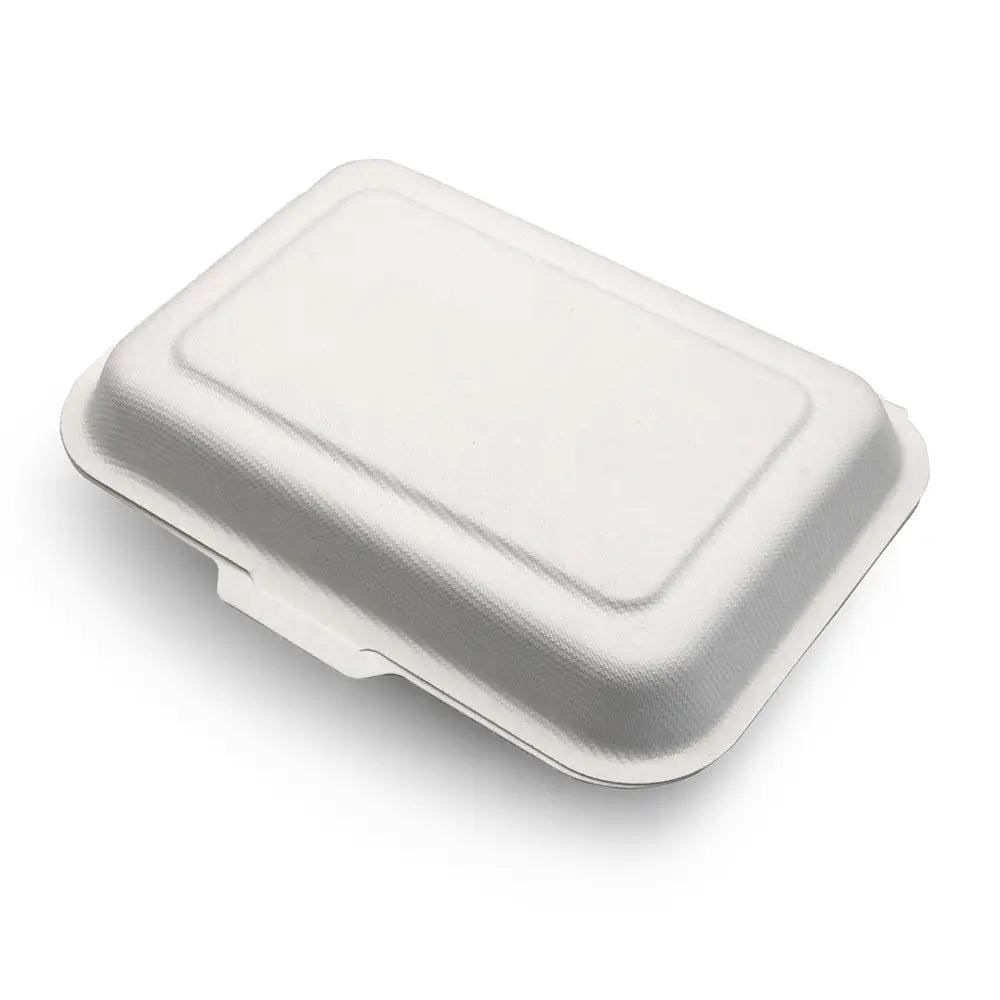 7x5" Bagasse Clamshell Takeaway Containers