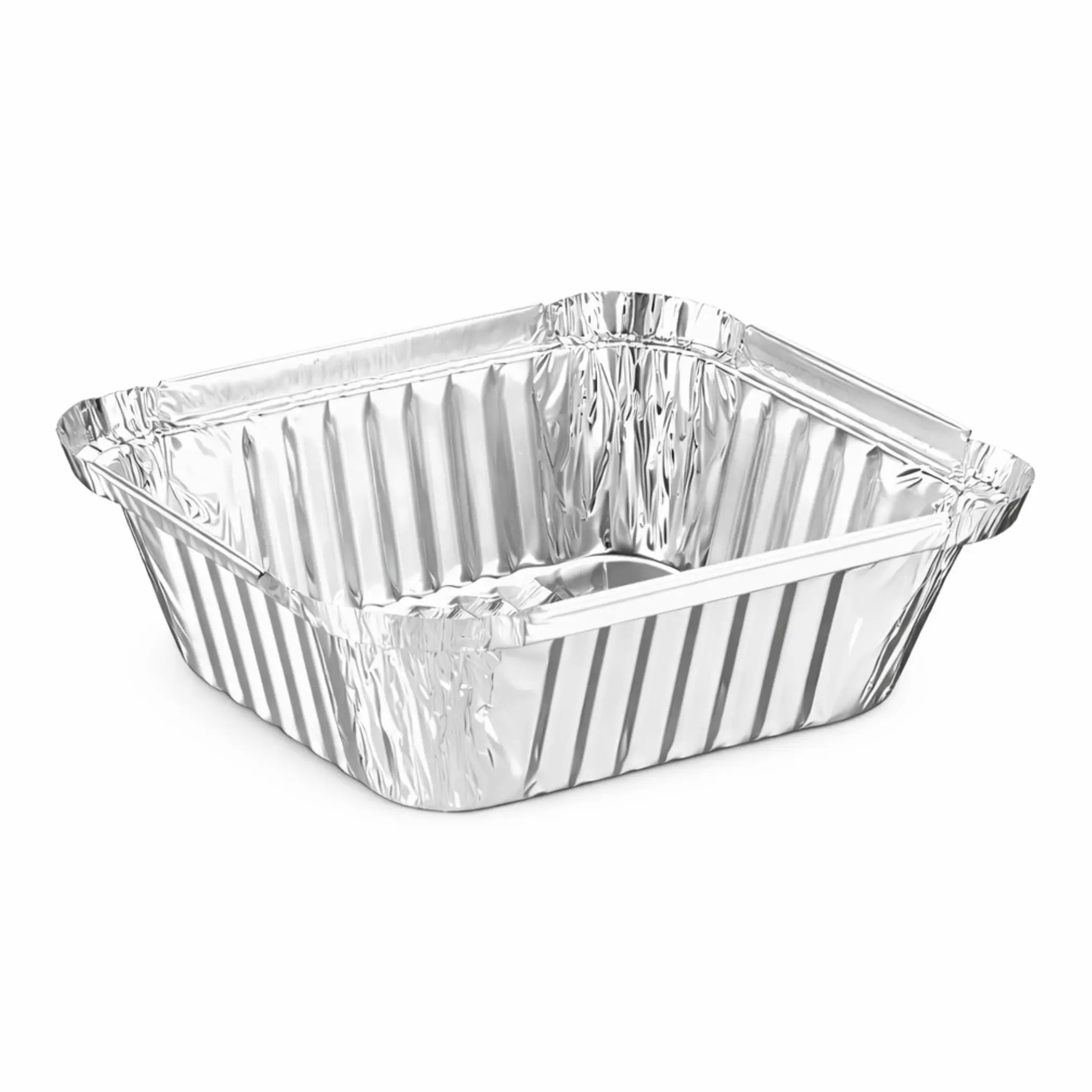 Aluminium Foil Containers No.2 1000 Pack—rectangular disposable pans with ridged sides, perfect for food storage or takeaway packaging, displayed empty on a white background.