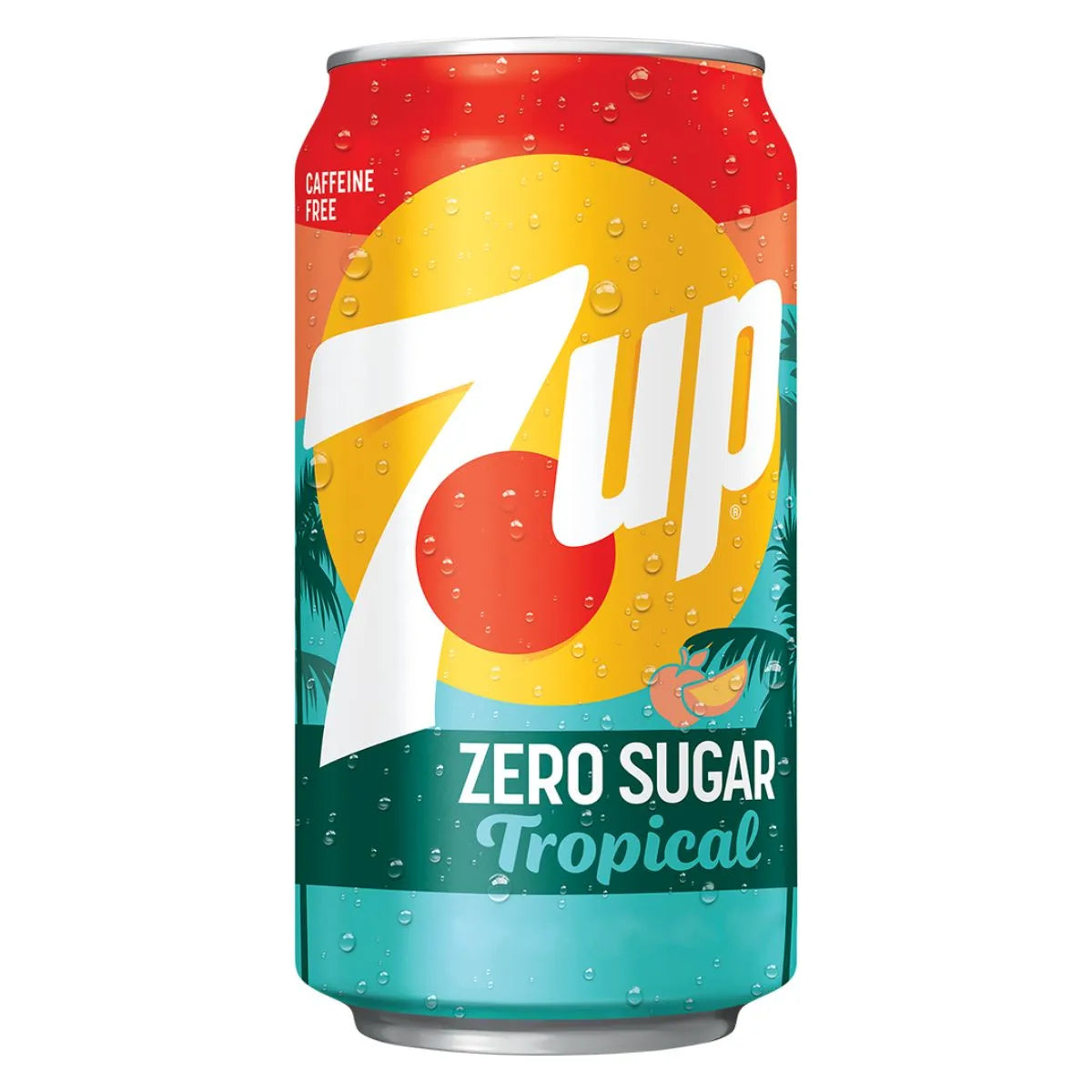A case of 7up Tropical 12 x 355ml, a USA import soft drink with a vibrant tropical design, is caffeine free and makes for a refreshing wholesale beverage choice.