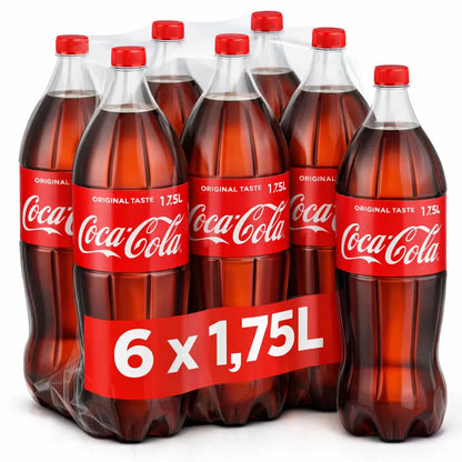 Coca Cola Original 1.75L Bottles 6 Pack—red label, plastic-wrapped, 6 x 1.75L; perfect for bulk soft drink wholesale or Ukraine import.