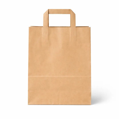 SOS Kraft Bags 10 x 12 Inch 250 Pack—plain brown paper bags with flat handles, perfect for food-safe packaging or wholesale bulk needs. Stands upright on a white background.