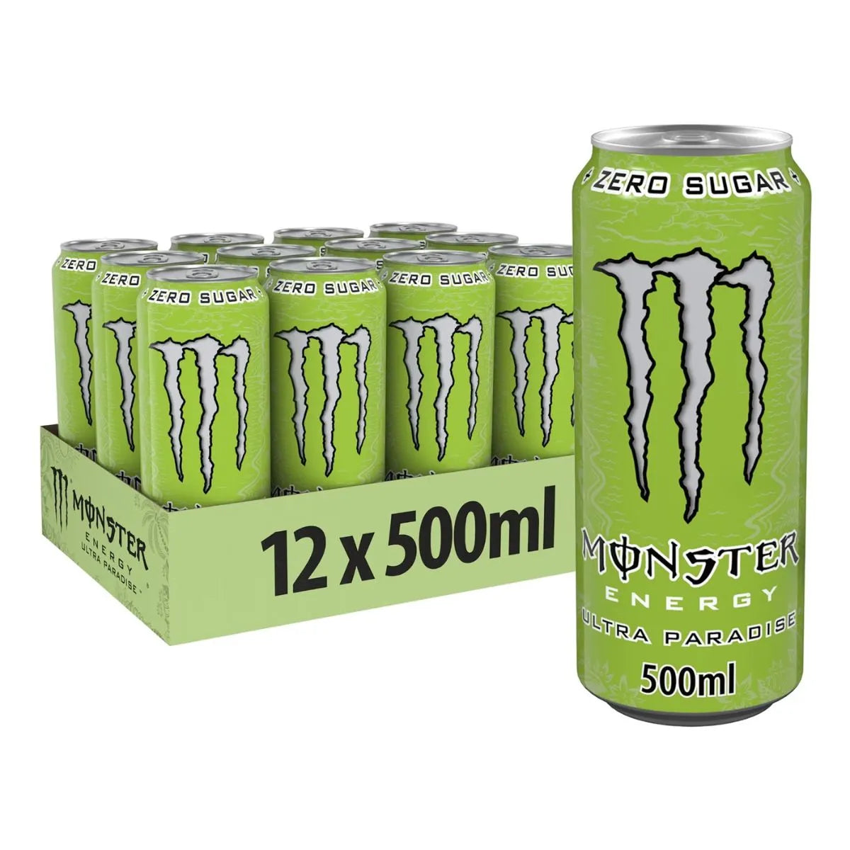 A 12-pack of Monster Ultra Paradise 12 x 500ml PM, featuring one can in front of the pack—perfect for wholesale energy drink needs.