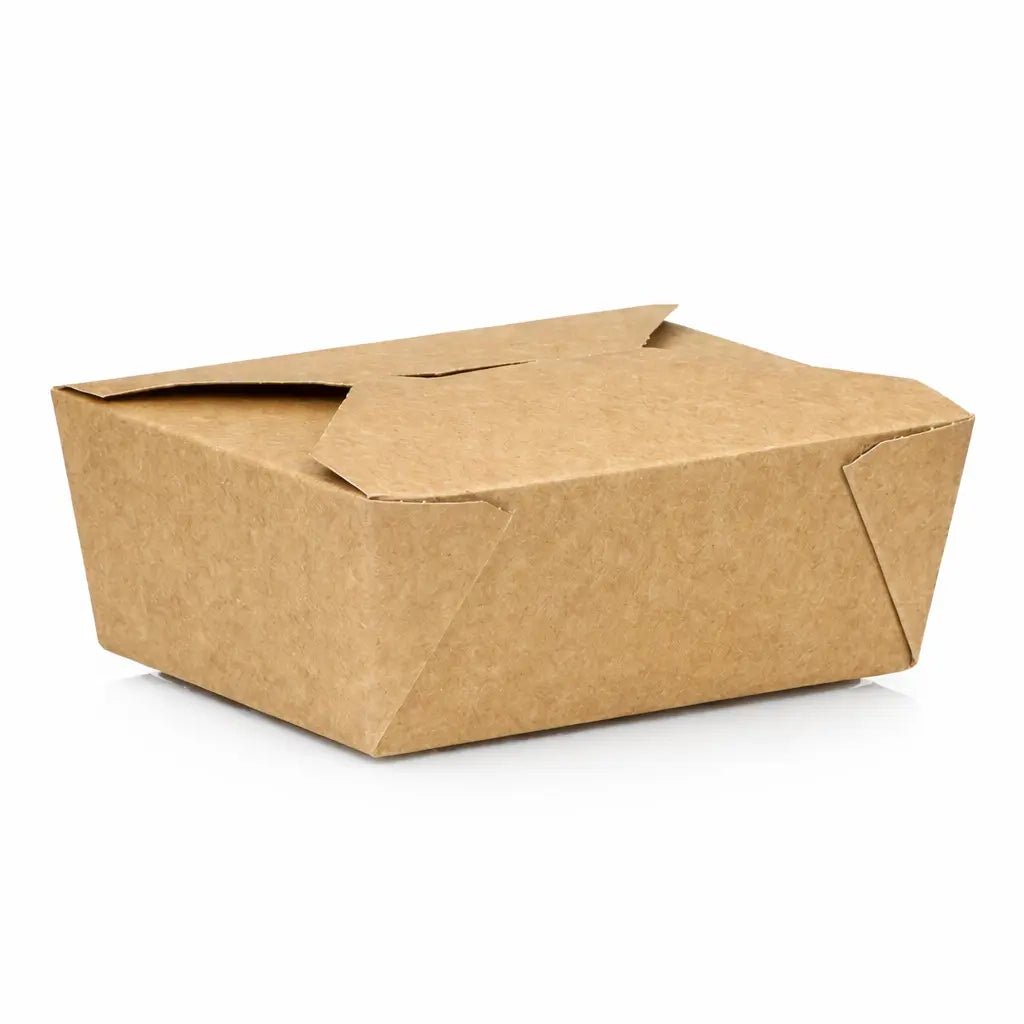 The Kraft Food Box No.3 200 Pack is a closed, rectangular brown kraft takeaway box shown on a white background, emphasizing its practical and eco-friendly design for food packaging.