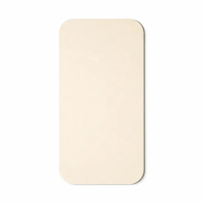 A pack of 500 rectangular, beige Aluminium Foil Container Lids No.6 with rounded corners, perfect for takeaway food packaging, shown on a white background.