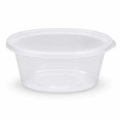 The Round Plastic Food Containers with Lids 8oz 200 Pack are clear, round, and microwave-safe—ideal for convenient meal storage and reheating.