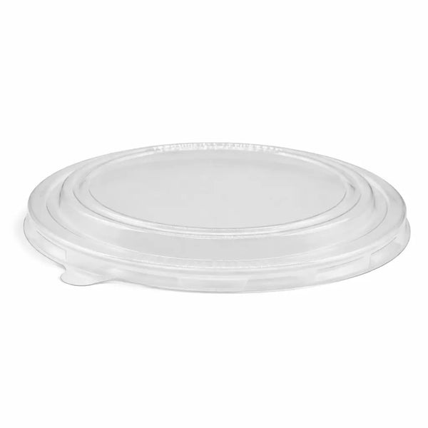 Kraft Paper Bowl Lids 1300ml 300 Pack: Clear, round plastic lids designed for a secure fit on 1300ml kraft paper bowls—ideal for reliable takeaway food packaging.
