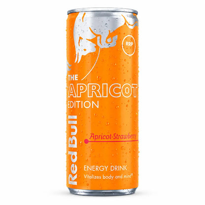 Red Bull Amber Edition 250ml x 12 PM energy drink cans feature the refreshing taste of apricot and strawberry for a delicious boost.