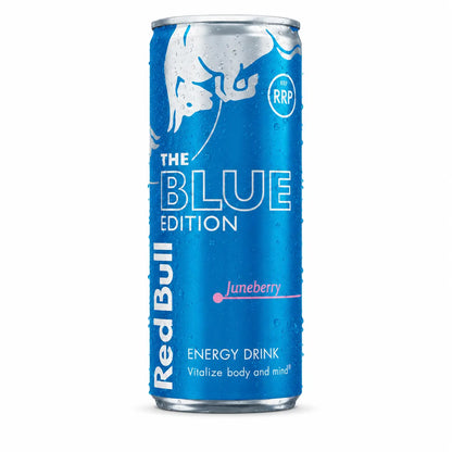 Red Bull Blue Edition 250ml Cans 12 Pack PM features a refreshing Juneberry flavor and sleek blue design—ideal for anyone seeking wholesale bulk energy drinks.