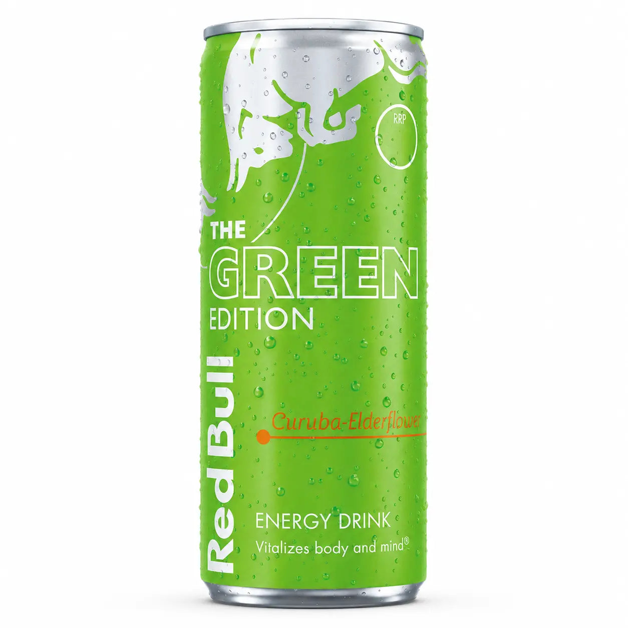 A 12-pack of Red Bull Green Edition 250ml cans, featuring the Curuba-Elderflower flavor and signature green design—ideal for bulk wholesale or restocking needs.