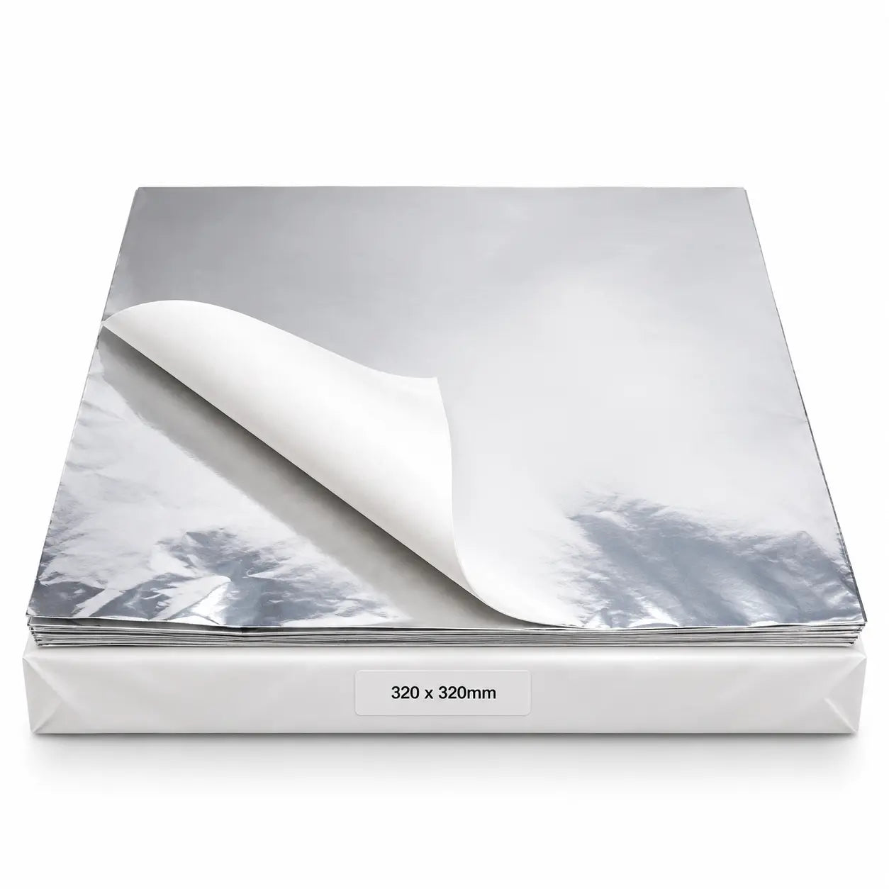 A stack of Foil-Lined Paper Wrap Sheets 12 x 12 Inch, perfect as a grease barrier for sandwich or burger wrap, with one sheet partially peeled back.